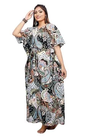 Buy ShrI Ganesh Impex Maxi Kaftan for Women, Pure Cotton Nighty ...
