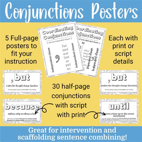 Conjunctions Posters (Coordinating and Subordinating) - Classful