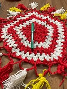 Buy Greenhath Crochet Thalposh/Table Cover/Mat/Rug of red white colour ...