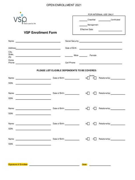 Fillable Online Open EnrollmentEnrolling Through Your EmployerVSP Fax ...