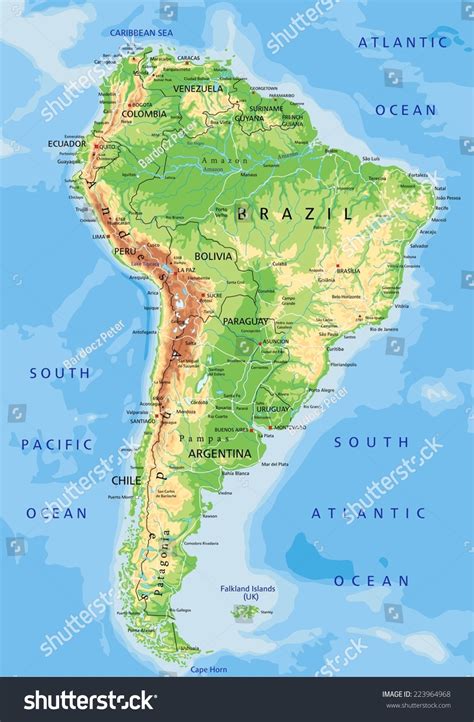 South America Map Physical Features - Sample Template
