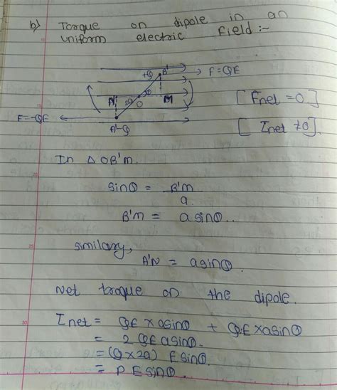 Obtain the expression for the torque acting on the electric dipole ...