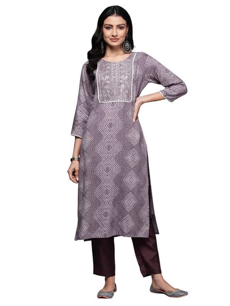 Buy INDO ERA Women's Printed Straight Ethnic Kurta (KT5MU7793_Small ...
