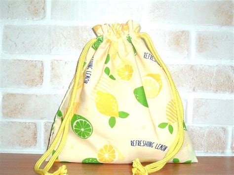 爽やかレモンの巾着袋 小物ポーチ 巾着袋 チャッピー3 通販｜Creema(クリーマ)
