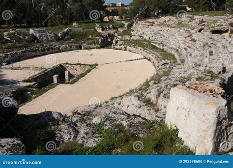 Syracuse Sicily Italy Roman Amphitheater Theater Theatre Wide Shot 163 ...