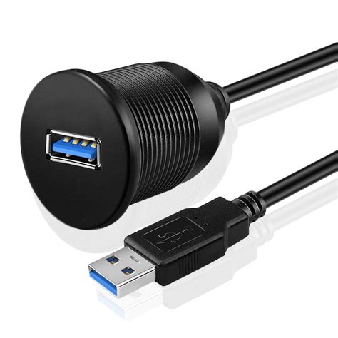 TNP USB 3.0 Flush Mount Cable - Dashboard Panel Dash Mount 1 Port Dual ...