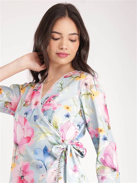 Buy Multicolour Floral Wrap Top Online | FableStreet