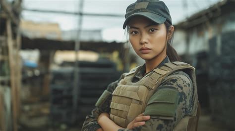 Filipino female soldier in military uniform standing confidently in ...