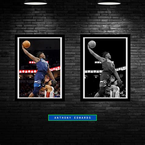 Anthony Edwards Dunking Wall Art Download Poster, Anthony Edwards ...