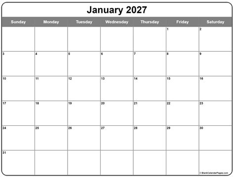 January 2027 calendar | free printable calendars