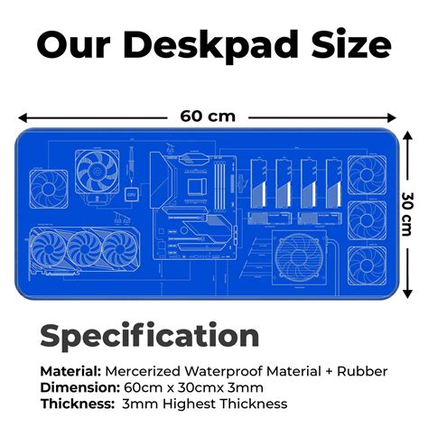 PC Build Blueprint Technical Gaming Setup Deskmat – GoThirff