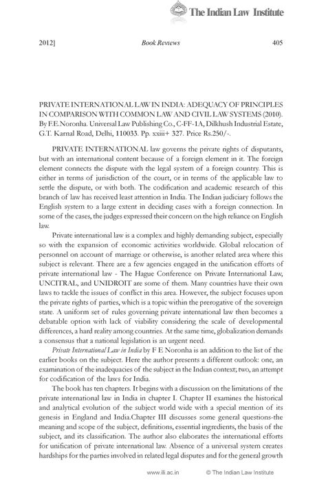 033 Private International Law in India Adequacy of Principles in ...