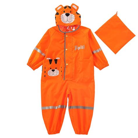 Bright Orange Roaring Tiger Theme All Over Jumpsuit / Playsuit Raincoat ...
