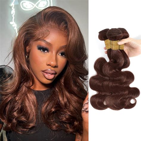 Amazon.com : ALHER Chocolate Brown Body Wave 3 Bundles Human Hair, 10A ...