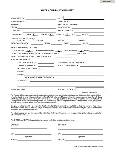 2011-2026 Form Total Transport Solutions Rate Confirmation Sheet - Fill ...