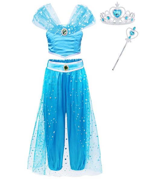 Buy AmzBarley Princess Jasmine Costume Dress Up for Girl Party Dress ...