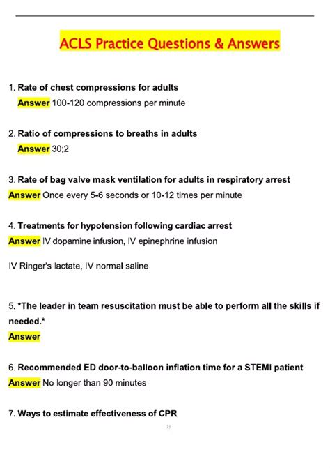 ACLS Practice Questions (Latest 2025 / 2026 Update) Questions and ...