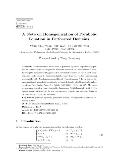 Global Science Press: A Note on Homogenization of Parabolic Equation in ...