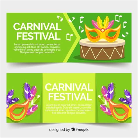 Flat carnival banners | Free Vector