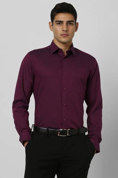 Buy Men Purple Regular Fit Textured Full Sleeves Formal Shirt Online ...