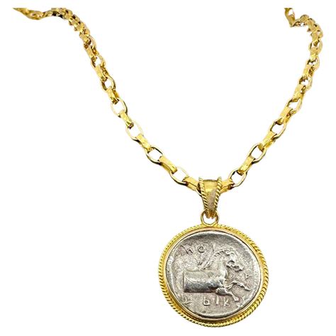 Ancient Greek 5th Century BC Silver Siglos Owl Coin Diamonds 18K Gold ...