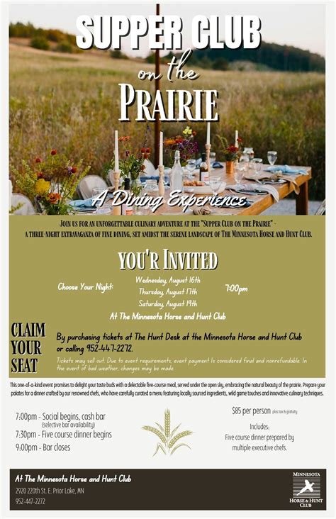 SOLD OUT Supper Club on the Prairie - Minnesota Horse & Hunt Club