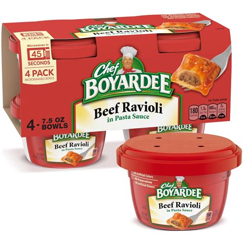 Amazon.com : Chef Boyardee Beef Ravioli, Microwave Meal, 7.5 oz. 4 ...