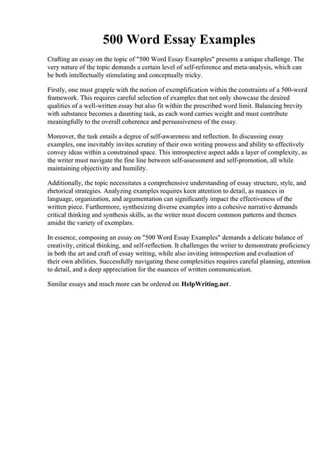 500 Word Essay Examples | PDF