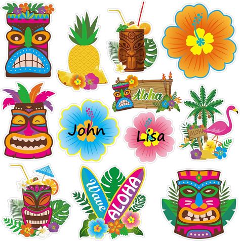 Buy 48 Pieces Tiki Cutouts Hawaii Cutouts Party Decorations Tropical ...