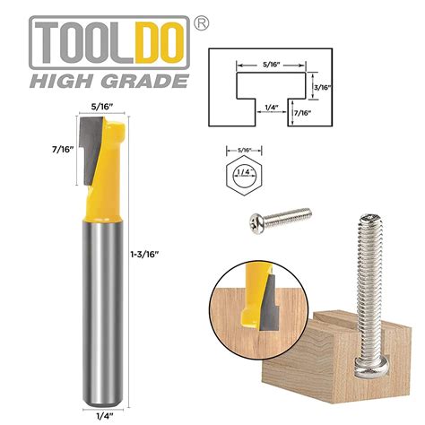 Buy TOOLDO Keyhole Router Bit Set- 1/4 Inch Shank Router bits，5 pcs ...
