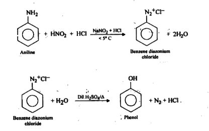 How will you convert aniline into phenol