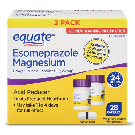 Buy Equate Acid Reducer Esomeprazole Capsules, 20 mg, 28 Count, 2 Pack ...