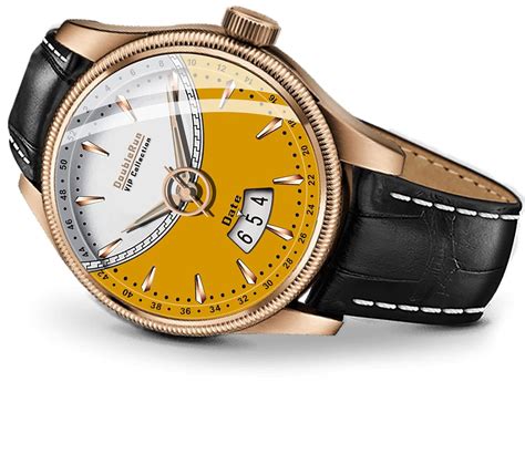 Buy DOUBLERUN 9016_3D Glass Date Display Dial Leather Belt Analog Watch ...