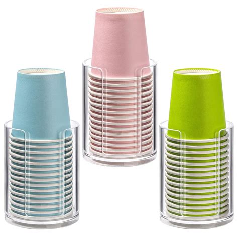 3 Pack Bathroom Cup Dispenser 3 oz Countertop Storage Mouthwash Cups ...