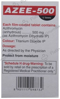 Azee 500mg Tablet 5s - Save 23% on Substitute Medicine