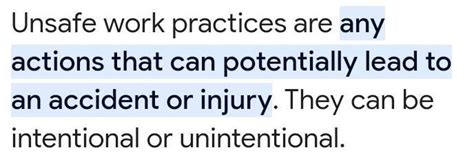 Define what is meant by "unsafe practices" and give two examples ...