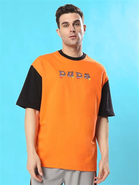COOL TEDDY OVERSIZED T-SHIRT ORANGE BLACK | Buy Online at Wearduds India