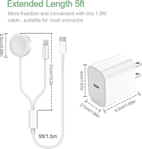 Buy Nuxuputo USB C Charger for Apple Watch 20W PD Fast Wall Charge 2 in ...