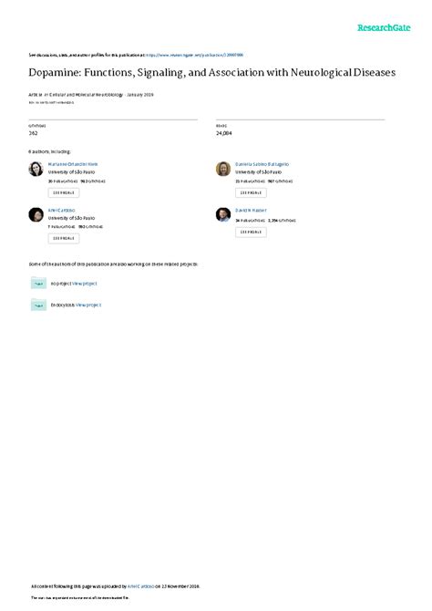 Klein 2018 Article Dopamine Functions Signaling And A - See discussions ...