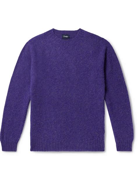 Drake's - Brushed Shetland Wool Sweater - Blue Drake's
