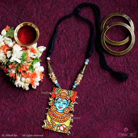 Hand painted Kerala Mural Neck piece 27 – EthniiChic
