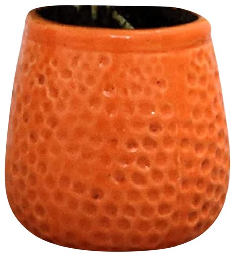 Buy Leafy Tales Honeycomb Ceramic Pot, Orange, 3 inch Online at Low ...