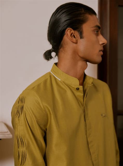 Buy Henna Cotton-Silk Kurta | Occasion Gold Cotton Short Length Kurta ...
