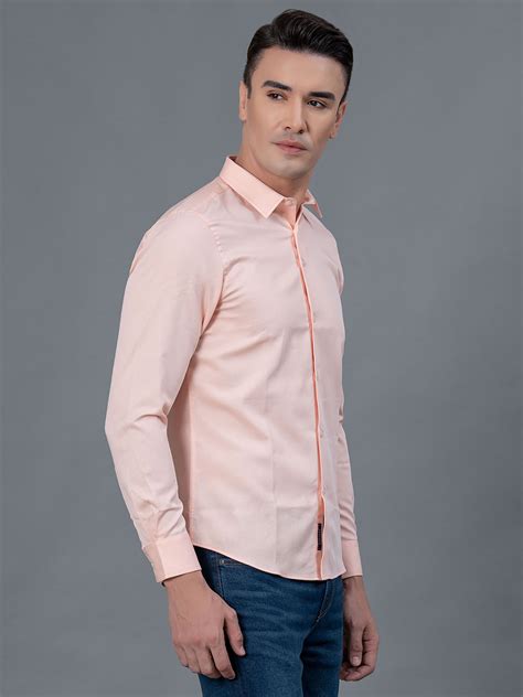 Buy Red Tape Men Pink Dobby Textured Pure Cotton Shirt Online