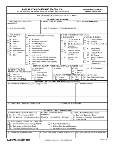 Da Form 4465 - Printable Form 2025