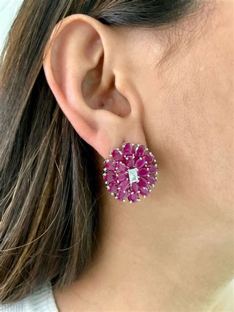 Maharani Ruby Kate Diamond Silver Finish Necklace Set & Sirsa Ruby Dia ...