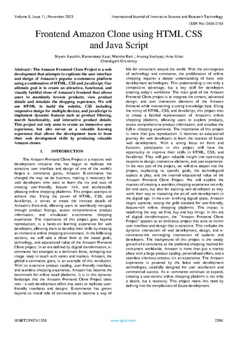 Ijisrt 23NOV1358 - Research paper - ISSN No:- 2456 - 2165 Frontend ...