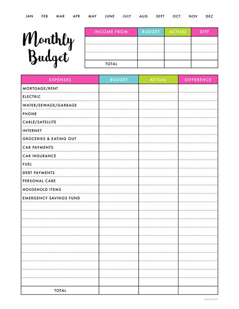 Free budget planner printables - ziknewsletter