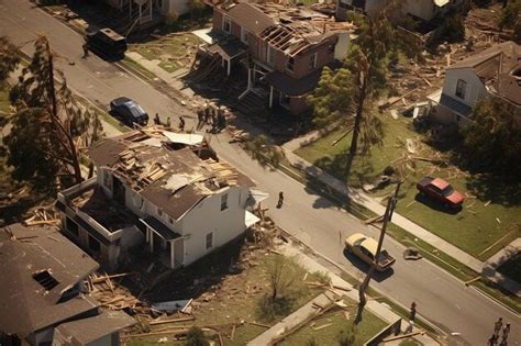 Tornado damage assessment aerial shots | Premium AI-generated image