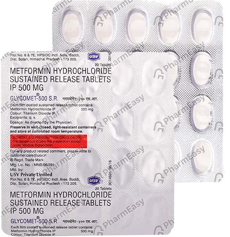 Glycomet Sr 500 MG Tablet (20): Uses, Side Effects, Price & Dosage ...
